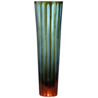 Cyan and Orange 11 1/2" High Art Glass Vase   #H9892