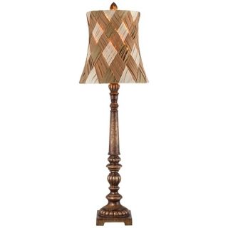 Antique Gold Woven Shade Console Lamp   #T8560