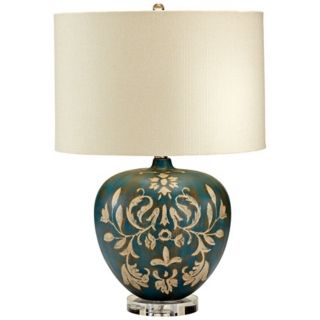 Cyprus Floral Wood Table Lamp   #W3149
