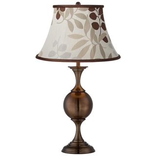 Tan Floral Silhouette Bronze Center Sphere Table Lamp   #U5626 V3797