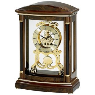 Valeria Burl Veneer 14" High Bulova Mantel Clock   #V1935