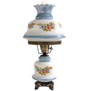 Large Blue Floral Earth Tone Shade Night Light Table Lamp   #F7961