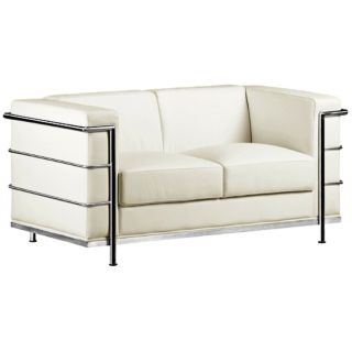 Zuo Fortress Collection White Leather Love Seat   #G4402