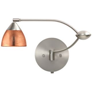 Nickel Copper Glass 18 1/2" Plug In Swing Arm Wall Light   #M3650