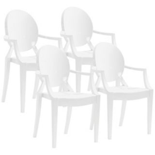 Set of 4 Zuo Anime White Dining Chairs   #M7335