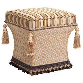 Valenciaga Stripes and Tassels Pedestal Ottoman   #U0751