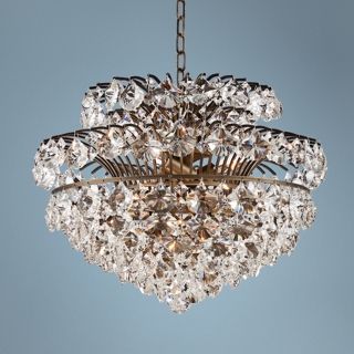 Langley 19" Wide Antique Brass and Crystal Chandelier   #W6893