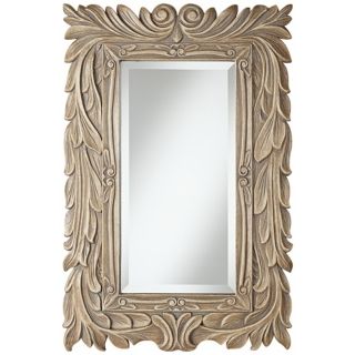 Acanthus 36" High Gray Glaze Framed Mirror   #W4269