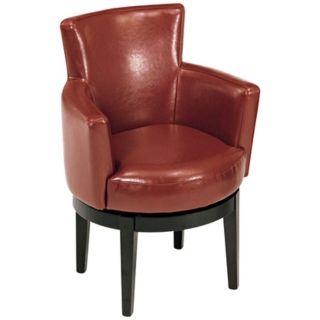 Red Leather Swivel Club Chair   #J4497