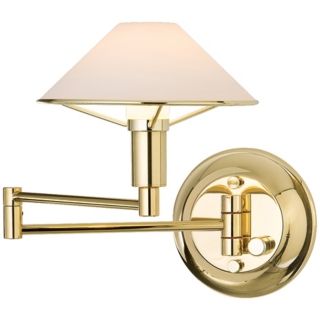 Polished Brass Finish True White Glass Swing Arm Wall Light   #41647