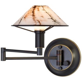 Oil Rubbed Bronze Marbled Glass Swing Arm Wall Light   #K0576