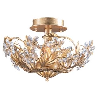 Crystal Flower and Vine 25" Wide Gold Bathroom Light Fixture   #92582