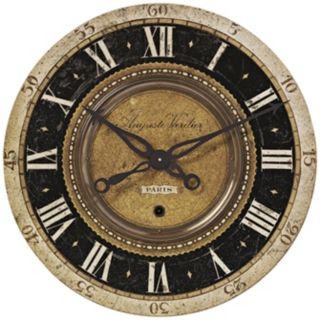 Auguste Verdier Black Gold 27" Wide Round Wall Clock   #R8130