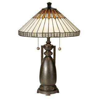 Dale Tiffany Feather And Diamond Art Glass Table Lamp   #98212