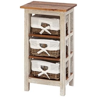 Solid Wood and Rattan 3 Drawer Cabinet   #W8455
