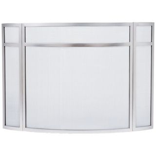 Curved Brushed Steel Folding Fireplace Screen   #L0245