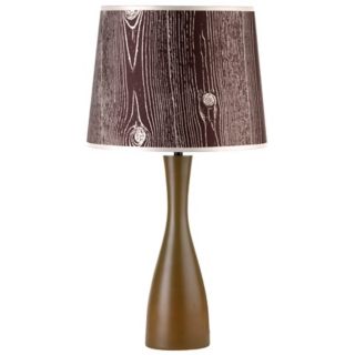 Lights Up! Faux Bois Shade Olive Oscar 24" High Table Lamp   #T3538
