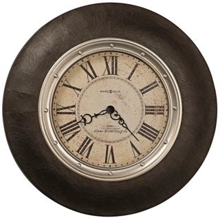 Howard Miller 32" Allen Park Leather and Brass Wall Clock   #X6071