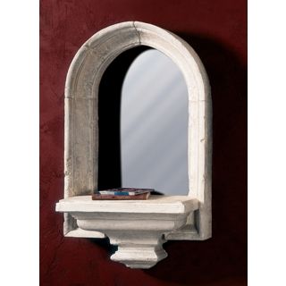 Petite Lenox Window Mirror Faux Stone Finish Shelf   #M0154