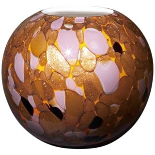 Modern Glass 7" High Copper Lavender Amber Glass Vase   #T3907