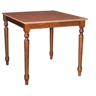Solid Wood 30" Square Cinnamon Turned Leg Table   #Y5464
