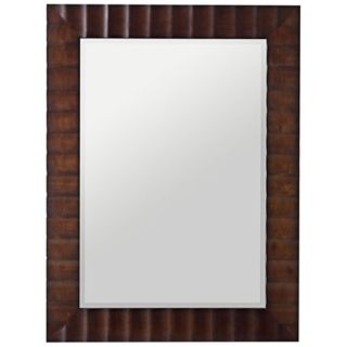 Washed Brown Finish Scalloped 42" High Wall Mirror   #H9722