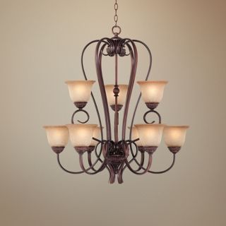 Bronze with Scavo Glass 33 1/4" Wide 2 Tier Chandelier   #P0328