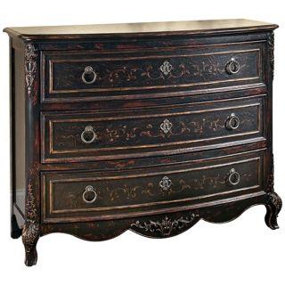 Versailles Black Hand Painted Wood Chest of Drawers   #W2688