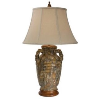 Natural Light Marbella Ceramic and Wood Table Lamp   #P5223