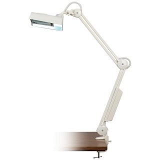 White Finish Magnifying Clamp On Adjustable Desk Lamp   #M4842