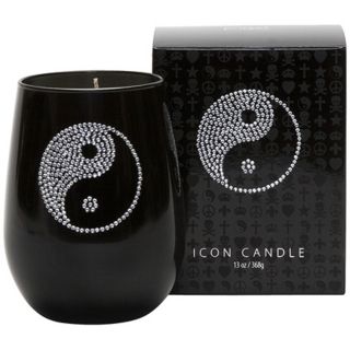 Yin/Yang Icon Candle in Black Glass   #W4610