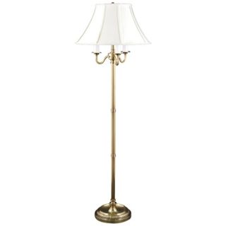 Jersey Polish Brass 4 Light Floor Lamp with Ivory Bell Shade   #V0474