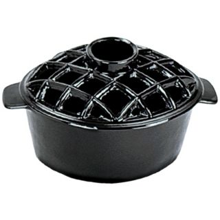 2 1/4 Quart Black Cast Iron Steamer Pot with Lattice Top   #U9293