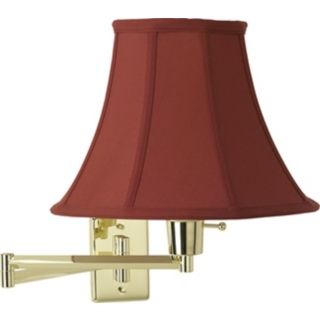 Brass With Red Cinnabar Shade Plug In Swing Arm Wall Lamp   #79553 52201
