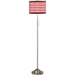 Giclee Red Horizontal Stripe Brushed Nickel Pull Chain Floor Lamp   #99185 83493