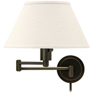 Rubbed Bronze With Ivory Shade Plug In Swing Arm Wall Lamp   #65500