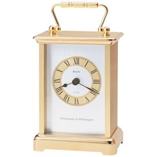 Essex Goldtone 6 1/2" High Bulova Carriage Clock   #73623