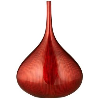 Line Medium Neon Red Bottle Vase   #T8592