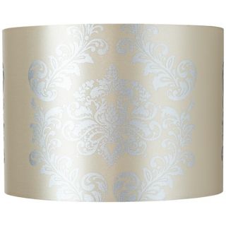Yellow with Silver Crest Drum Lamp Shade 15x15x11 (Spider)   #U1435