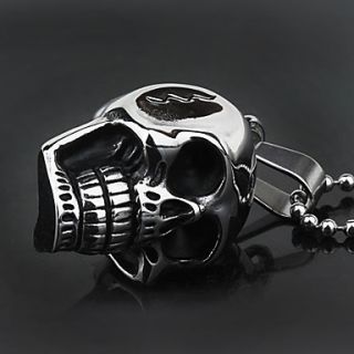 USD $ 6.69   Titanium Steel Black Skull Head Style Pendant Necklace