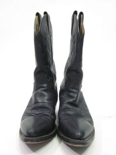 Justin Black Leather Mid Calf Cowboy Boots Sz 6 5