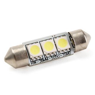 36mm 1W 3x5050 SMD 60LM White Light LED Bulb for Car Lamps (DC 12V