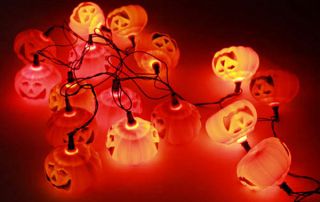 Luces de Halloween de Calabazas Sonrientes, en tira y de Luz Cálida