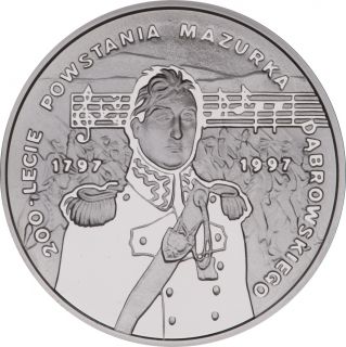 Silver Polish Coin 10 ZŁ 1996 200 Year Anthem Mazurek Dąbrowskiego