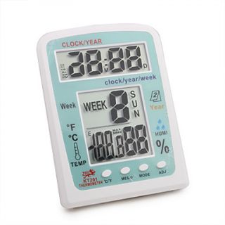 relógio digital e termômetro higrômetro semana mostrando semanas