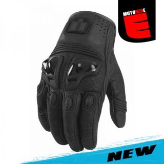 Icon Justice Leather Motorcycle Riding Glove Stealth Black Large LG L