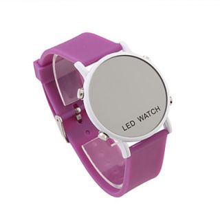 USD $ 4.09   Mirror Face Silicone Band LED Wrist Watch(Purple),