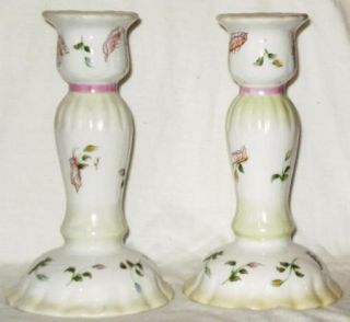 Lissi Kaplan Giftcraft Candlesticks Porcelain Floral