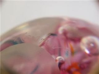 Michelle Kaptur Sgnd Art Glass Paperweight Sphere Pink Blue Orange 2