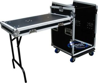 Mr DJ Case 6000 Pro Audio DJ Equipment Case w Casters Fold Out Table